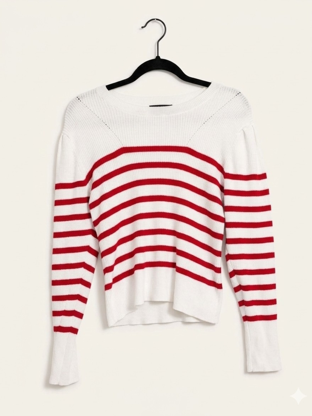 Marled Striped Knit Sweater White Red Coquette Preppy Grandmacore Size 8